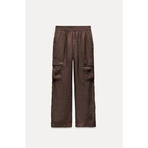 ZARA NEW Semi Sheer Cargo Brown Pants Medium